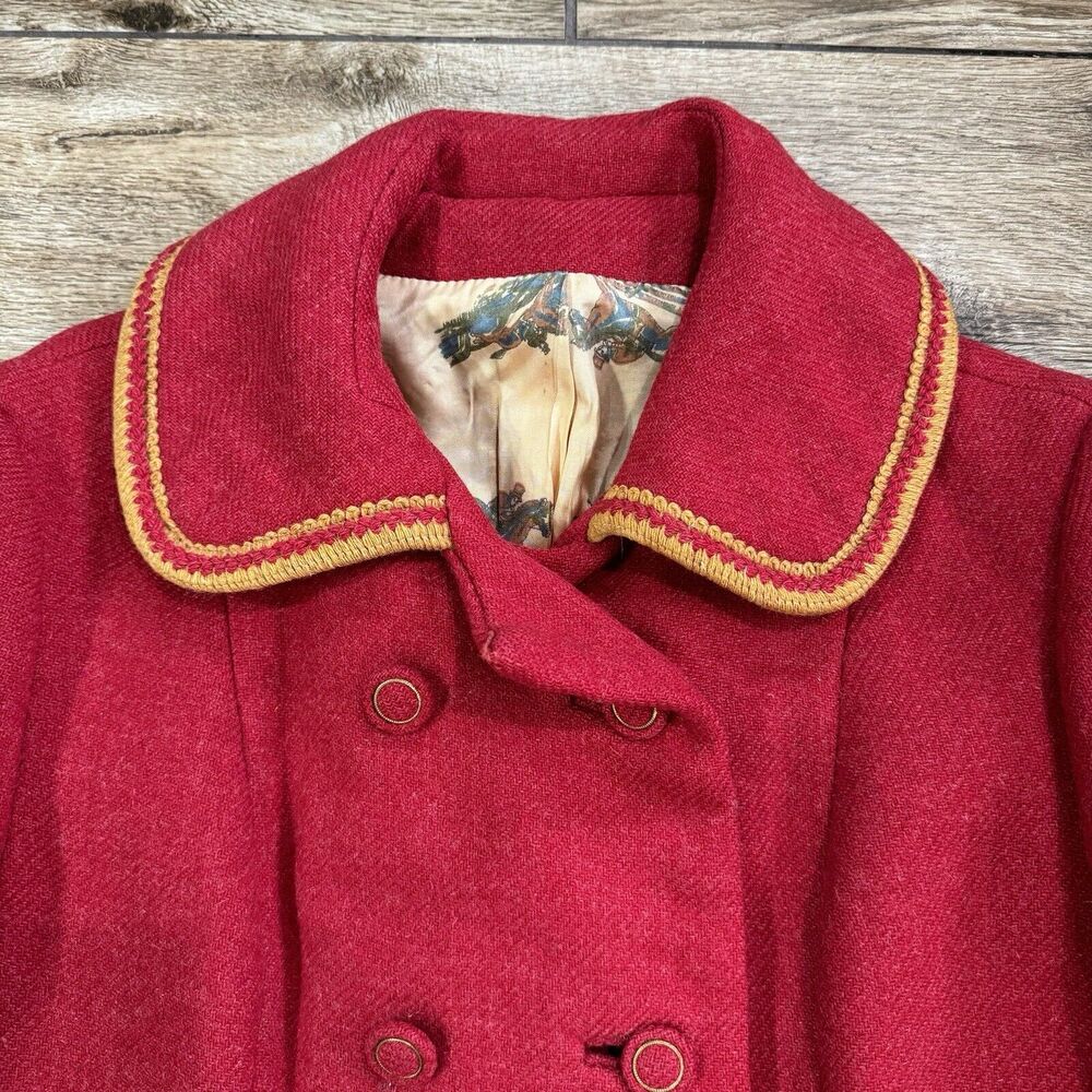 Vintage Red Wool Double Breast Coat Lined 1950s 1960s - Picture 4 of 15